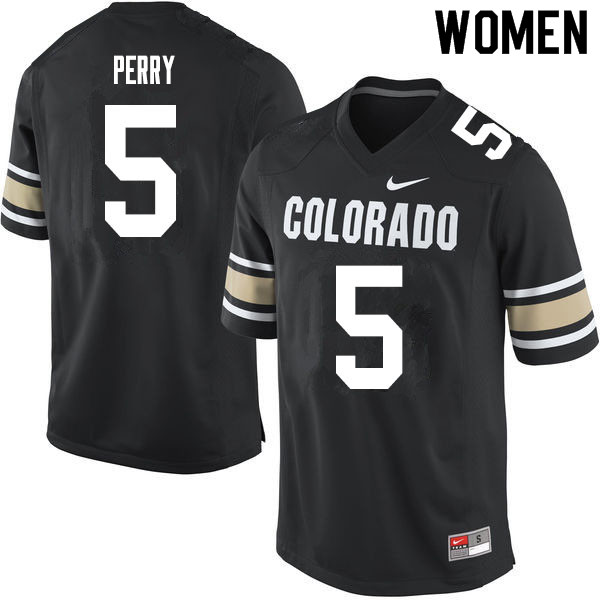 Women #5 Mark Perry Colorado Buffaloes College Football Jerseys Sale-Home Black - Click Image to Close